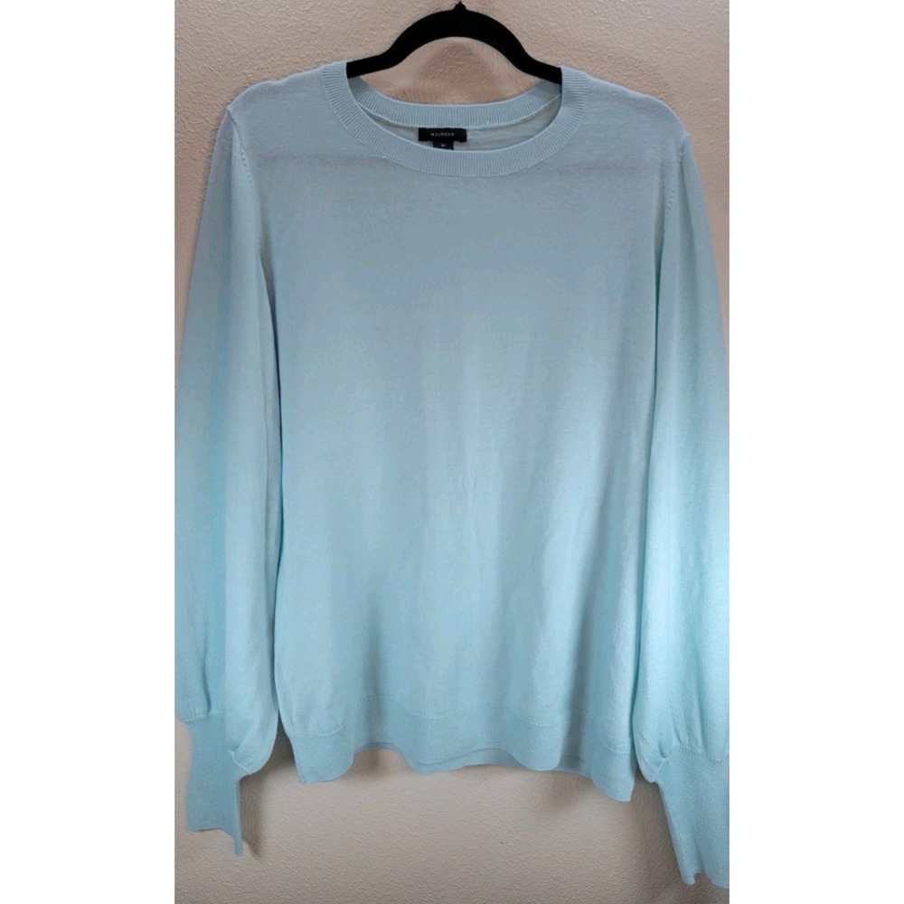 Halogen Merino Wool Blend‎ Crewneck Sweater Light Blue Size M